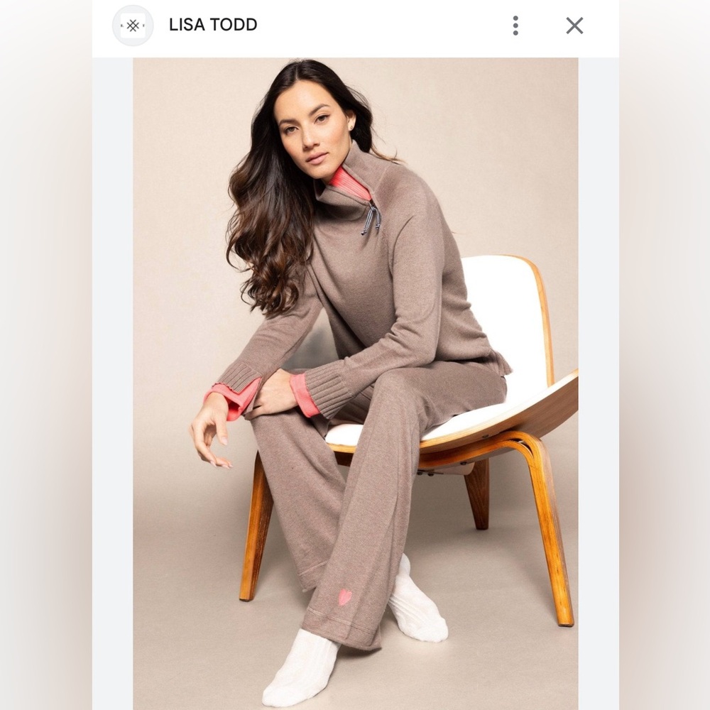 Lisa Todd Cotton Cashmere Blend Love Front Track Pants, Women’s XS, Mink Color